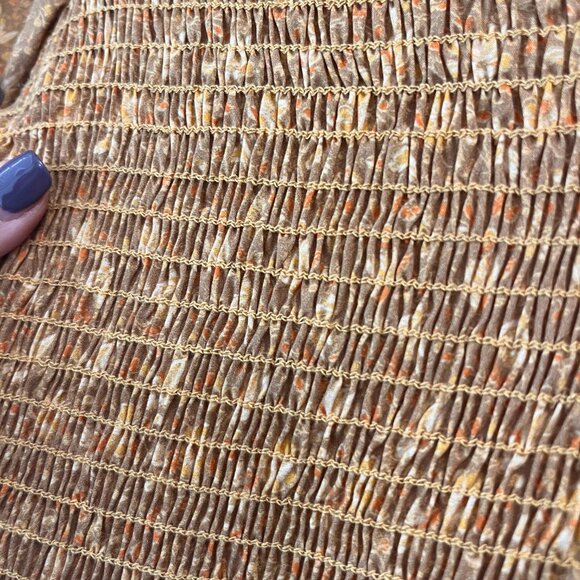 Like New Christy Dawn Yellow Long Sleeve Ruched Bodice Cotton Dress - Picture 4 of 6